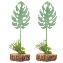 2St Tropische Monstera Plant Resin Voor Moderne Ruimtes