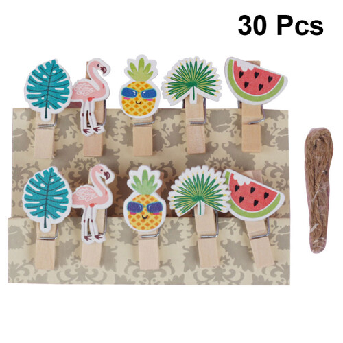 30pcs Mini Fruit Clothespins Assorted Color Bamboo Clips 1