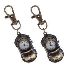 2 Pcs Car Plate Classic Watch Retro Pendant Keychain Men And