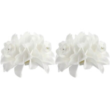 Women's Girl Bridal Lily Crystal Hair Flower Clip Wedding Party Hair Clip (White)