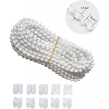 10 Meters Blind Chain with 10 Connectors, Bead Chain Cord, Vertical Venetian Roller Blind Cord, Replacement Parts, Repair Accessories (White)