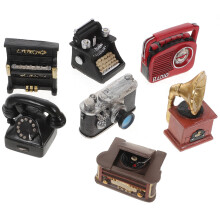 7Stk Mini Möbel Für Puppenhaus Resin Retro Kaffeeszenen