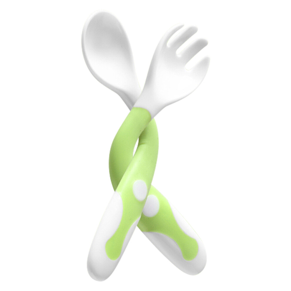 Kids Spoons Children's Fork And Spoon Set 2 Pcs Green Solustre
