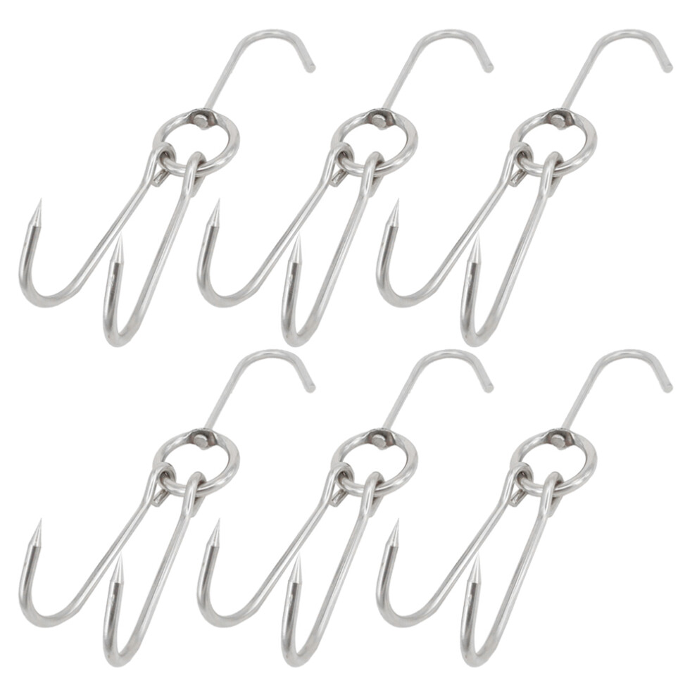 Silver Stainless Steel Meat Hooks 6Pcs For Grocery Stores 3163201118442