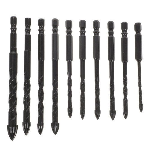 10 Pcs Tile Drill Cement Board Bit Multipurpose Masonry Black