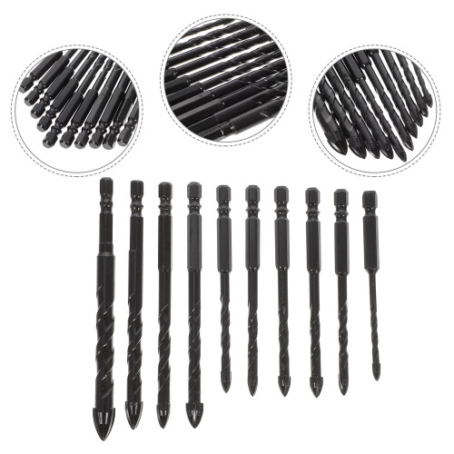 10 Pcs Tile Drill Cement Board Bit Multipurpose Masonry Black 2