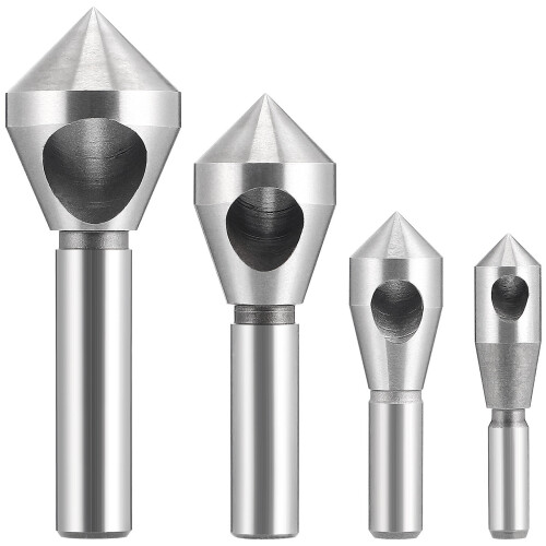 Worgeous  4 Pcs Slanted Hole Chamferer Cobalt Steel Tool Rustproof