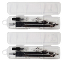 Silver Iron Drawing Compass Set for Students with Refillable Core 2Pcs