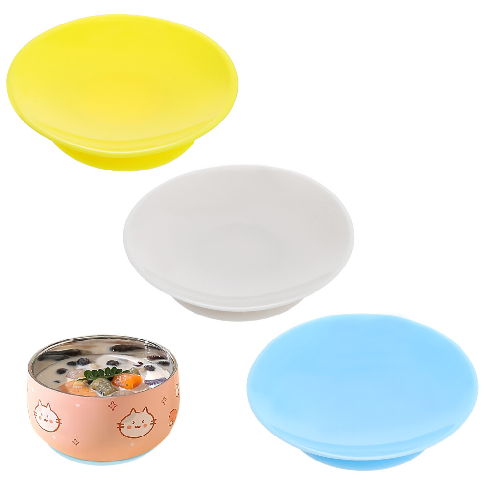 Tableware Fixing Suction Pad 3Pcs 3.9X3.9x1.2in Yellow Ohphcall