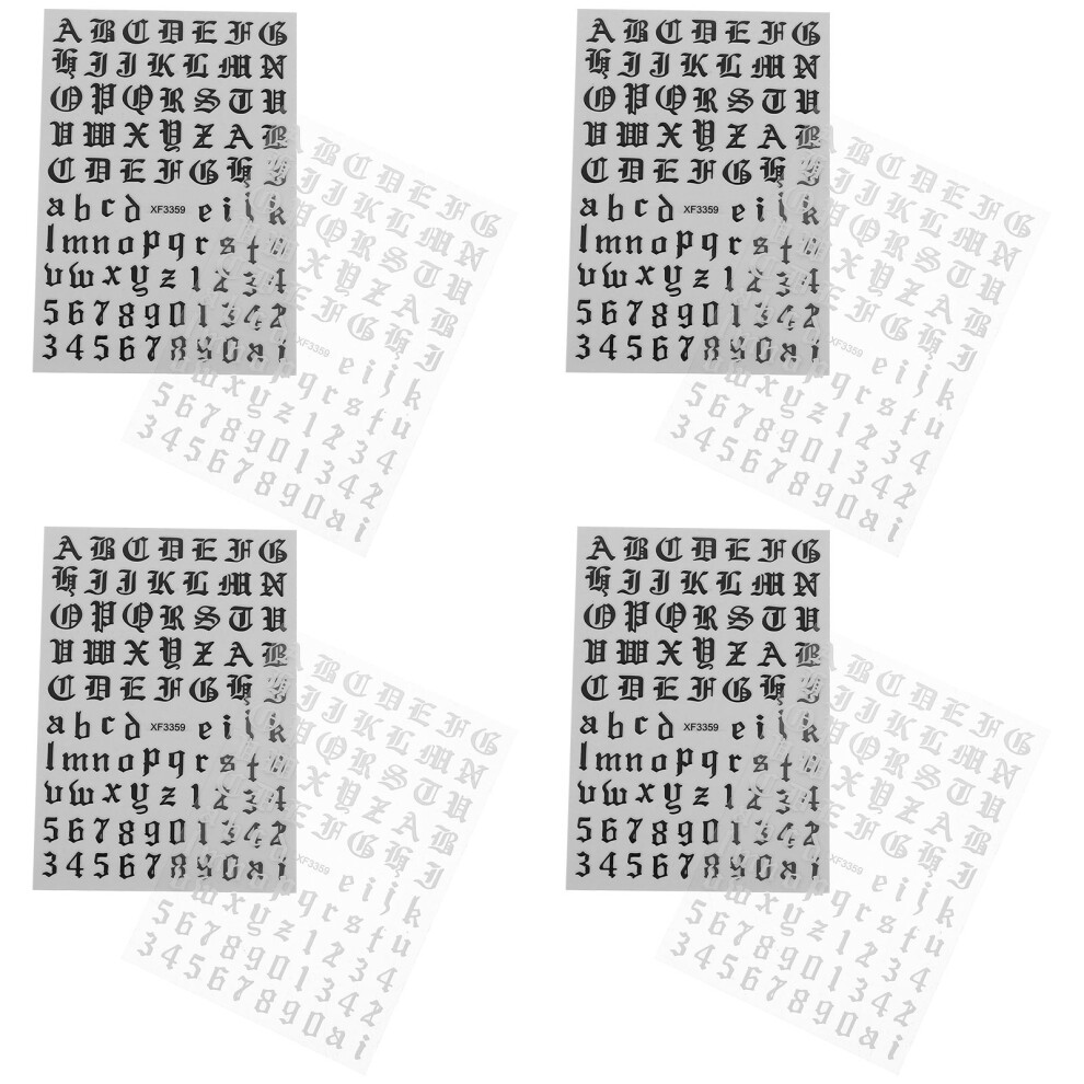 Aboofan 4 Sets Alphabet Stickers Nail Letter And Number Letters Art Decals