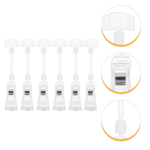 Label Clip Holder Advertising Display Clip Transparent 6pcs 1