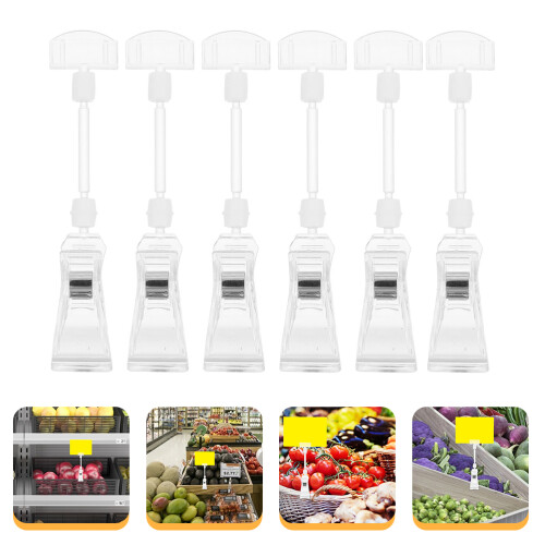 Label Clip Holder Advertising Display Clip Transparent 6pcs 2