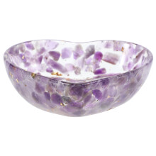 Love Candle Decor Heart Shaped Crystal Bowl Purple 1pcs