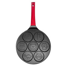 1Pc Durable Nonstick Black Waffle Frying Pan with Heat-Resistant Grip