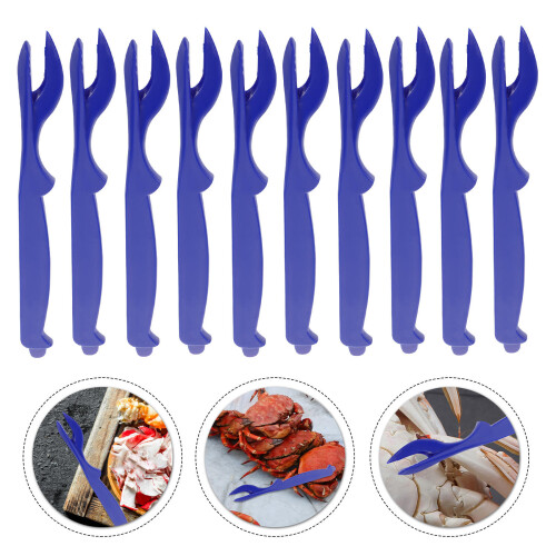 10Stk Blaue Kunststoff Meeresfrüchte Gabeln Set 1