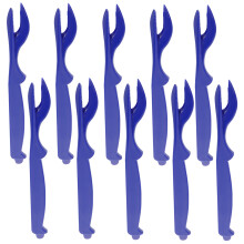 10Stk Blaue Kunststoff Meeresfrüchte Gabeln Set