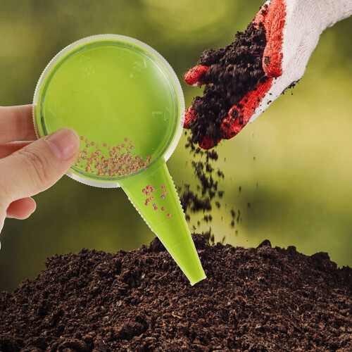 1Set Garden Plastic Planter Tool Adjustable Seed Dispenser Green 1