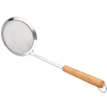 Stainless Steel Mesh Sieve With Wood Handle For Oil, Hot Pot, Flour