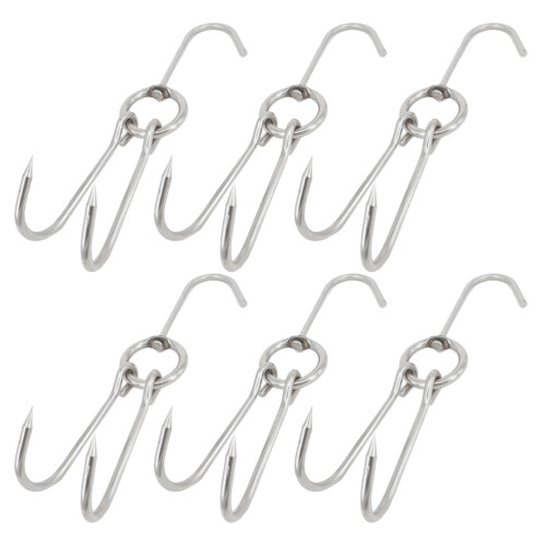 Duck Hanger Silver Stainless Steel 6pcs For Meat Processing