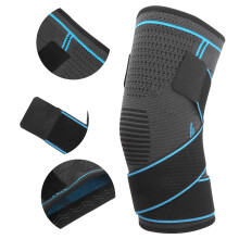 Atmungsaktiver, doppellagiger Sports-Knieschutz in Blau, Größe M, mit dualen Druckbändern