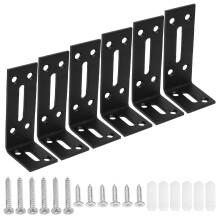 Masteelf 6 Pcs Adjustable Bracket Stainless Steel Corner Braces Black