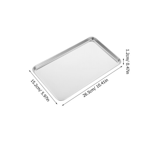 Stainless Steel Baking Tray Silver Multi-Purpose 2pcs 1