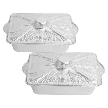 2pcs Thick Food Foil Pot For Barbecuing Aluminum Foil Silver