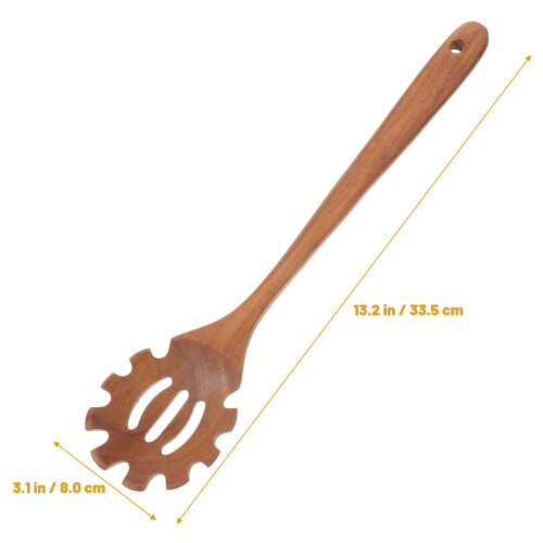 Noodle Strainer Spoon Wooden Khaki 1pc 2