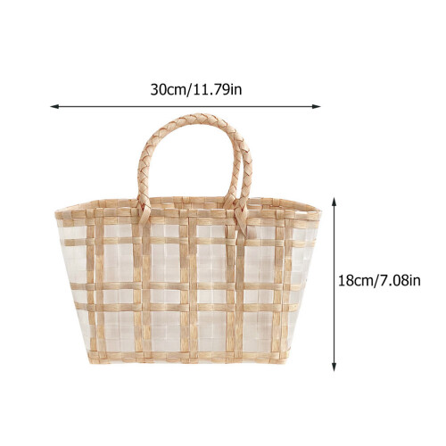 Boho Storage Basket Beach Handbag Coffee Plastic 1pc 1