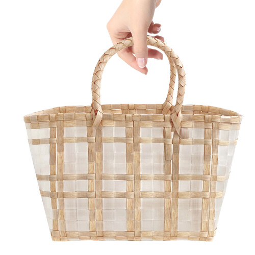 Boho Storage Basket Beach Handbag Coffee Plastic 1pc
