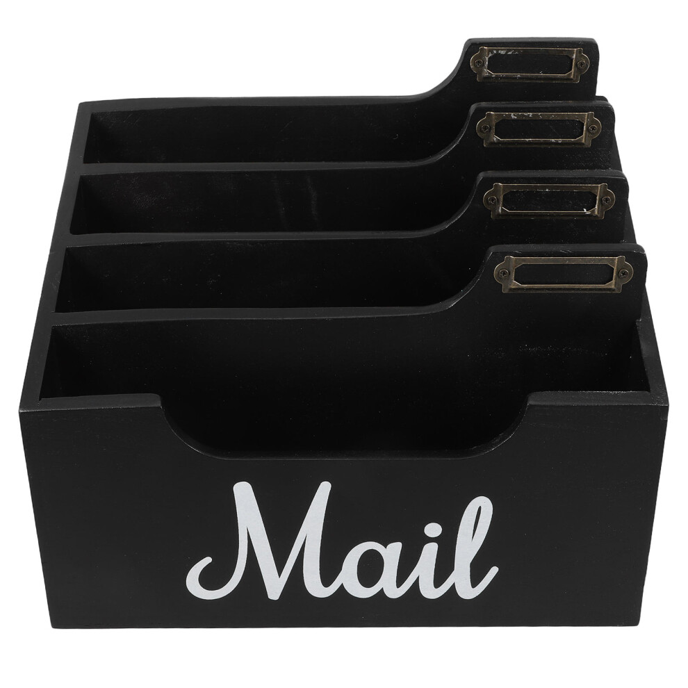 Wall Mail Organizer Black Wood 1set-image-OPC-PK8HC82-NEW