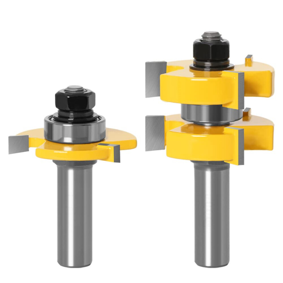 12.7Mm Shank T-Type Tongue And Groove Router Bit Set, 2 Pieces, 3 Teeth Wood Carving Cutter For Joinery Projects 6038364004154
