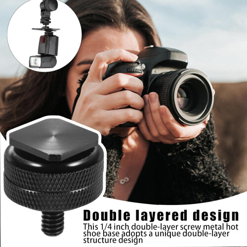 Camera Hot Shoe Adapter for 1/4 Inch Base Mount – Versatile Bracket for Microphone, Flash, Video Light, and Tripod 1