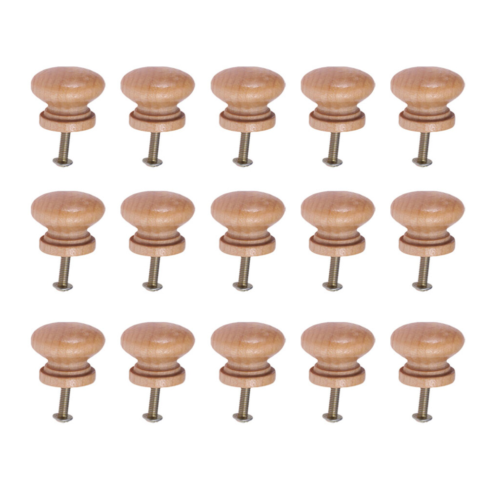 Raindrops 15Pcs Mushroom Drawer Knobs Wood Vintage Door Pulls 3163220991972