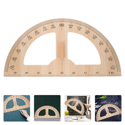 Triangle Ruler Measuring Tool Wood Light Brown 1pcs 2