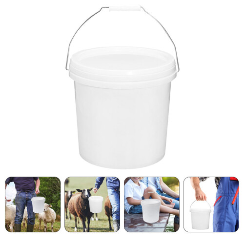 Cow Water Bucket Plastic White 1set 2