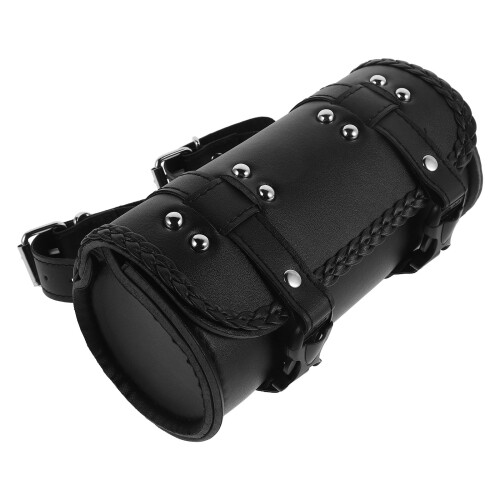 Front Fork Bag For Motorcycle Tool Bag Black Pu 1 Set