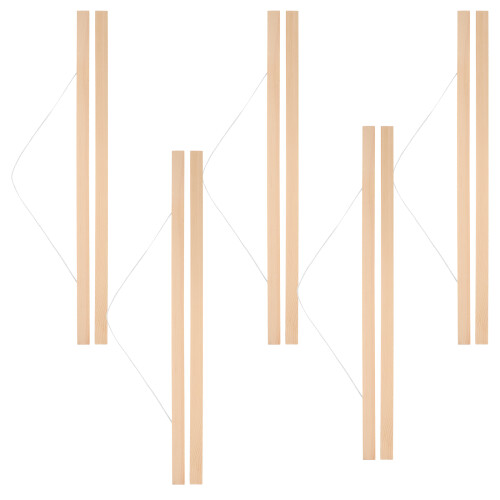 5pcs Wooden Scroll Hanging Rod Khaki For Post-Production Work