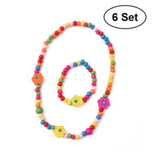 6 Sets Little Girl Party Favor Necklace And Bracelet Jewelry Value Set