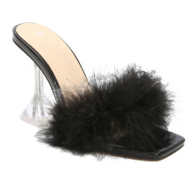 1Paar Slip-on Zwarte Stijlvolle Dames Sandalen Comfort