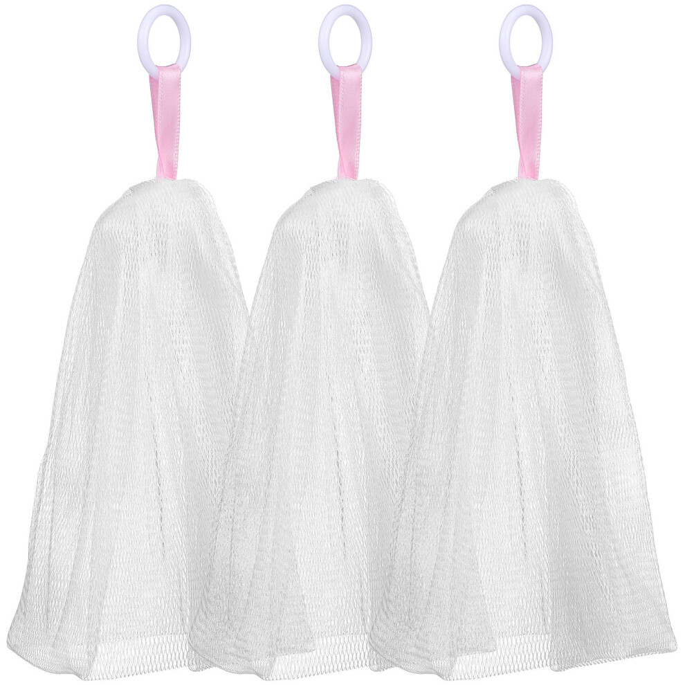 Ohphcall 3 Pcs Exfoliating Soap Pouch Saver Bag Foaming Net Drawstring Mesh
