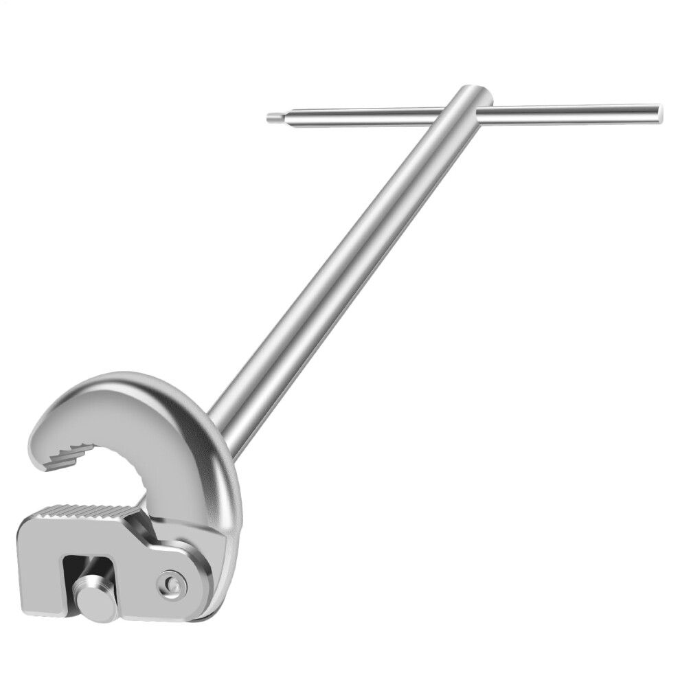 Plumbing Basin Wrench Adjustable Tap Spanner Tool 11.73X4.49x4.61 Inches Silver Wide Jaw Design For Kitchen Bathroom Garden 6038364004727