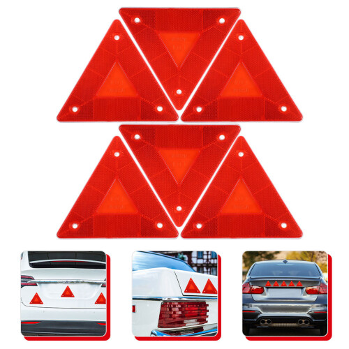 Triangle Reflector Kit For Drivers Red 6pcs 5.1x5.1x0.3in 1