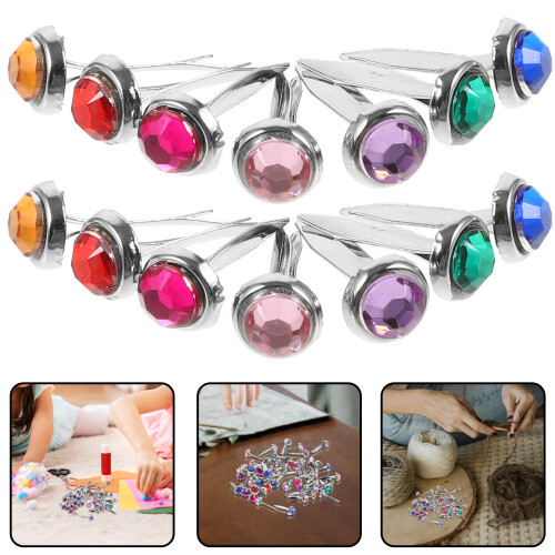50pcs Two Legged Nails Metal Assorted Color For Office Work 2