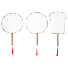 Painting Fans White Wood 3pcs 14.37x9.45in