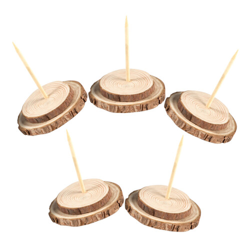 Artificial Tree Base Beige Wood 5pcs For Holiday Decor