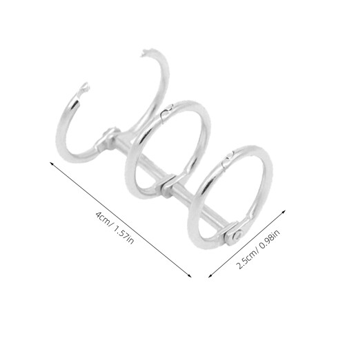 6 Pcs Metal Binder Notebook Loose Leaf Rings 3-Rings Silver 1