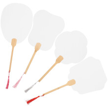 Blank Painting Hand Fan Paper 4pcs 14.2x7.9x0.4in