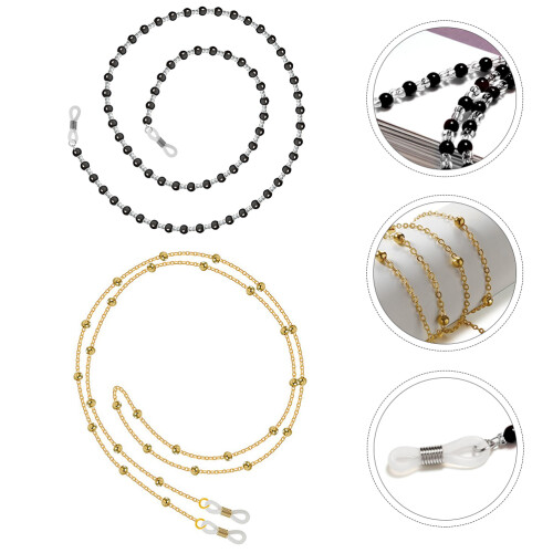2Pièces Lanière Lunettes En Cuivre Perles Décor 1