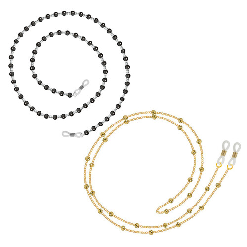 2Pièces Lanière Lunettes En Cuivre Perles Décor